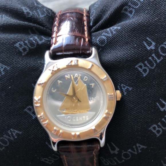 Royal Canadian Mint Accessories - Ladies Active Schooner Two-tone Watch Comes With Brown and Black Leather Strap